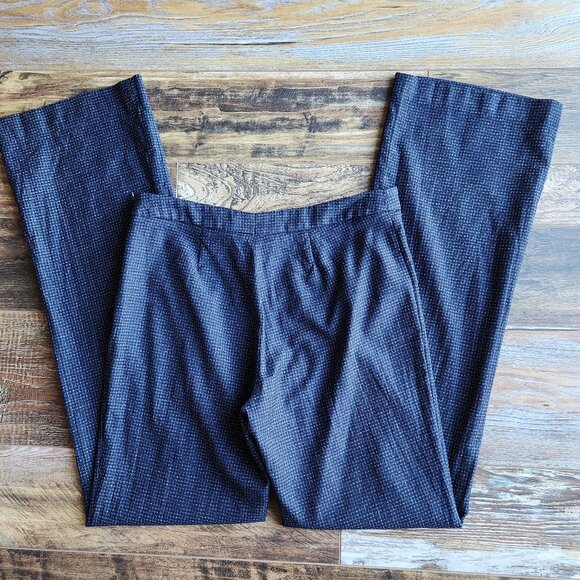 Hugo Boss 100% Wool Straight Wide Leg Dress Pants Zip Check Blue - Picture 5 of 12